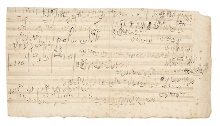 Manuscrito para música autografada, uma folha de esboço para o movimento lento do Quarteto de cordas em C, Op.59, No.3, o terceiro quarteto "Razumovsky", Viena, c.1806