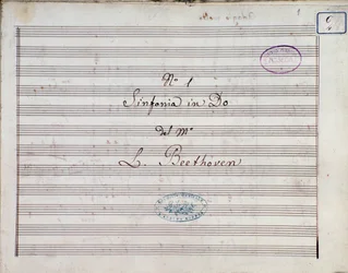 Primeira página da partitura da Symphony no 1 en C major opus 21, de Ludwig van Beethoven