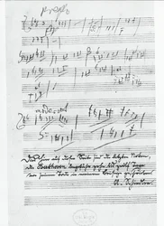 A última página de música escrita pelo compositor alemão Ludwig van Beethoven (1770-1827)
