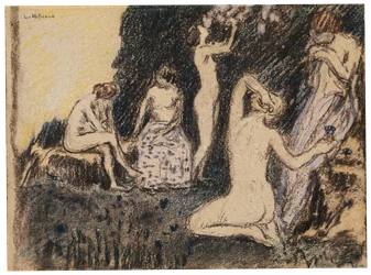 Paisagem com cinco mulheres nuas