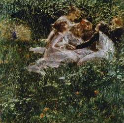 Alegoria da Primavera, de Luigi Conconi (1852-1917), óleo sobre tela, 77x77 cm