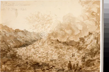 Cratera do Vesúvio em Nápoles (Aquarela