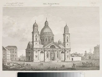 Vista da Basílica Santa Maria Assunta di Carignano em Génova (gravura