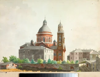 Vista da Basílica de Santa Maria Assunta di Carignano em Génova (aguarela)