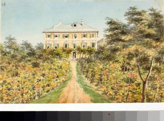Vista do casino Lagomarsino na costa de Rivarolo, perto de Génova (Watercolour, cerca de 1823)