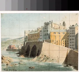 Vista das paredes do mar em Génova (aguarela, ca. 1822)