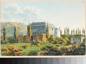 Vista da moradia provavelmente no distrito de Albaro, Génova (aguarela, c.1825)