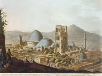 Jerusalém com a Igreja do Santo Sepulcro, prato 3 de &39;Views in Palestine&39;, pub. por Robert Bowyer (1758-1834) 1803 (aquatinta)
