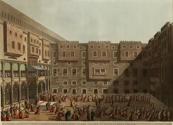 Mamelucos se exercitando na praça do Palácio Murad Beys, 1802