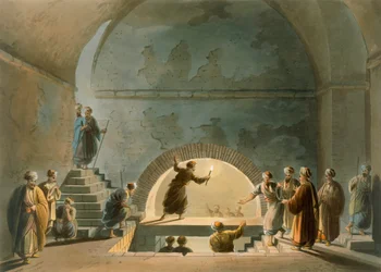 Câmara Sepulcral, Perto de Betânia, de &39;Views of Palestine&39;, Vol.II, publicado pela R. Bowyer Galeria Histórica, Londres, 1803 (aquatinta colorida)