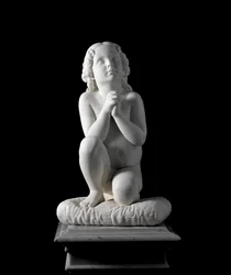Menino em oração Escultura em mármore de Luigi Pampaloni (1791-1847), cerca de 1827. da coleção do Príncipe Odon di Savoia. Dim. 68x38x30 cm Genes, galeria de arte moderna, inv. 919