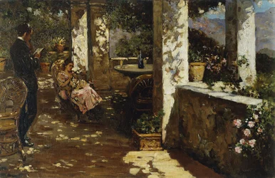 Descansando no terraço,