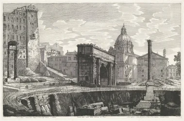 De Zuil van Phocas no Forum Romanum Veduta dello scavo della Colonna di Foca (título no objeto)