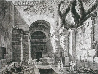Restos romanos em Castel Gandolfo, Lago Albano, de 