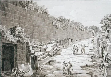 Estrada romana para Tusculo, após sua primeira escavação em 1825, de 