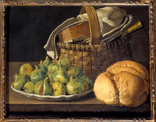 Natureza Morta com Figos Pintura de Luis Melendez (1716-1780) Sol do século XVIII. 0,37x0,49 m
