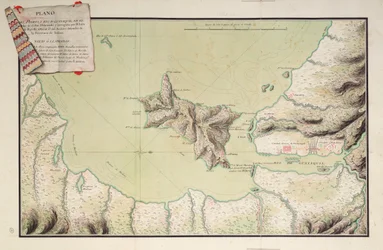 Mapa do Porto e do Rio Guayaquil no Mar do Sul