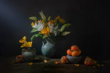 Flores de outono e fruta