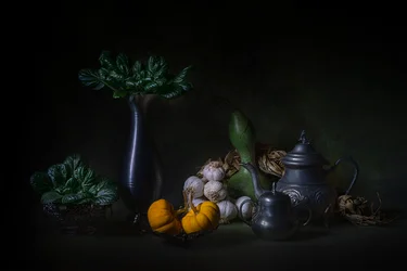 Natureza-morta de colheita escura