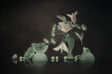 Lírios luminosos e uvas