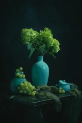 Natureza-morta melancólica verde-azulada