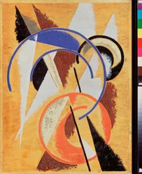 Construção de poder espacial. Pintura de Lyubov (Lioubov) Sergeyevna Popova (1889-1924), óleo sobre madeira