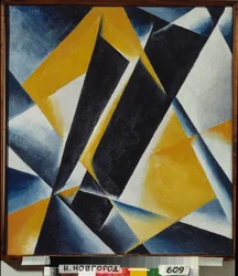 Pintura arquitectónica. Pintura por Lyubov (Lyubov) Sergeyevna Popova (1889-1924), óleo sobre tela