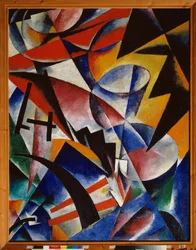 Pintura arquitetônica. Pintura de Lyubov (Lioubov) Sergeyevna Popova (1889-1924), óleo sobre tela