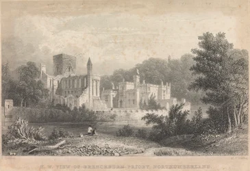 Vista Noroeste do Priorado de Brenckburn, Northunberland; página 44 (Volume Um)