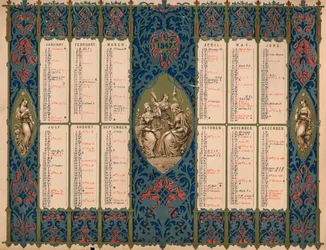 Calendário com dias de santos e aniversários reais, 1847.