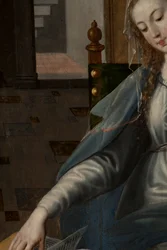 Adoração dos Reis Magos, Tríptico, Parte posterior do painel direito, detalhe, pintura em madeira