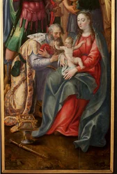 Adoração dos Reis Magos, Tríptico, Painel direito, detalhe, pintura em madeira