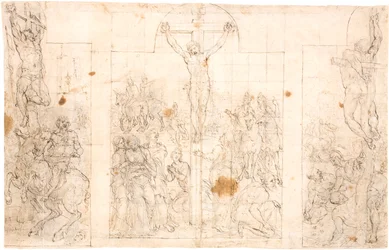 Estudo preliminar para um retábulo de três asas representando a Crucificação