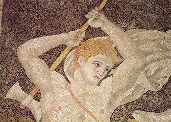 The Stag Hunt, detalhe de um caçador, do mosaico da Casa do Abduction of Helen