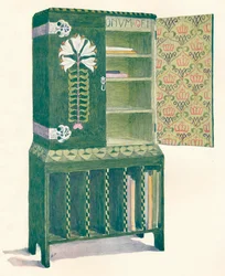 Gabinete de música. De um esboço de MH Baillie Scott, século XIX