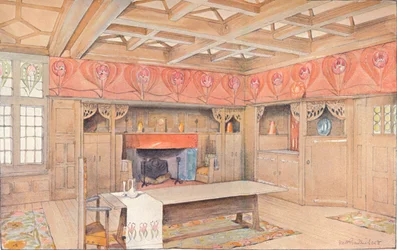 Esquema para a decoração de uma sala de jantar, c1900
