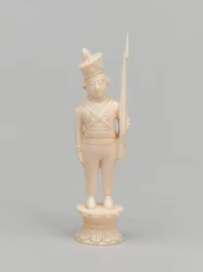 Peão branco, peça de xadrez, Índia, 1820 por volta de
