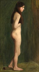 Studio Nude in Green (óleo sobre tela)