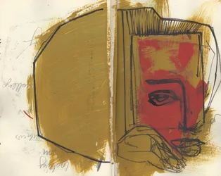 Sketchbook 38, 2025 (tinta de têmpera, tinta da China, lápis sobre papel)