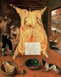 O boi abatido - Marten van Cleve (van Cleef), o Velho (1527-1581)