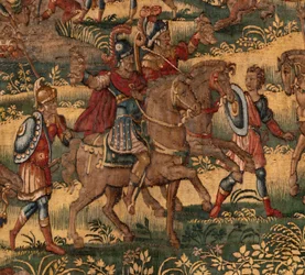 Museu Diocesano. Tapeçaria flamenga. Bruxelas. Ateliê François Geubels. Série História de Gideão. A derrota dos midianitas. Seda e lã. Legado do bispo Vicente Roca de la Serna. Barroco. 1534-1571, no
