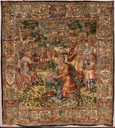 Museu Diocesano (Museo Diocesano). Tapeçaria flamenga. Bruxelas. Atelier François Geubels. Série História de Gideon. O milagre do velo de lã (Prueba del vellón de lana). A seda e a lã. Legado do Bispo Vicente Roca de la Serna. Barroco. 1534-1571, i