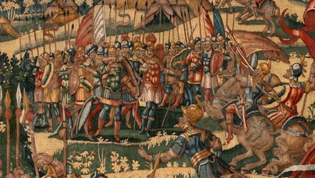 Museu Diocesano (Museo Diocesano). tapeçaria flamenga. Bruxelas. Atelier François Geubels. Série História de Gideon.O milagre do velo de lã (Prueba del vellón de lana). Seda e lã. Legado do Bispo Vicente Roca de la Serna. Barroco. 1534-1571, em