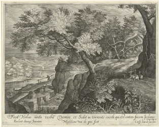 Elijah repousa sobre uma rocha ao longo do riacho Kerit
Paisagens com cenas da história de Elijah (título da série)