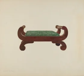Banco de Pés - Mogno com Cobertura de Pêlo de Cavalo, c. 1939.
