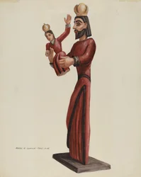 Santo-San Jose esculpido e pintado, c. 1937.