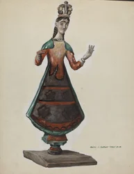 Grande Madeira Pintada Saint-Virgin Mary, c. 1937.
