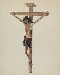 Crucifixo de madeira pintada, c. 1939.