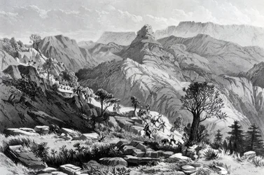 Na marcha perto de Dongolo, gravada por James Ferguson, 1868