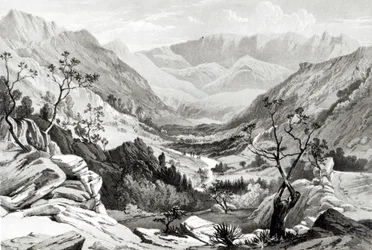Vista entre Senafe e Rahaguddy gravada por James Ferguson (litografia)